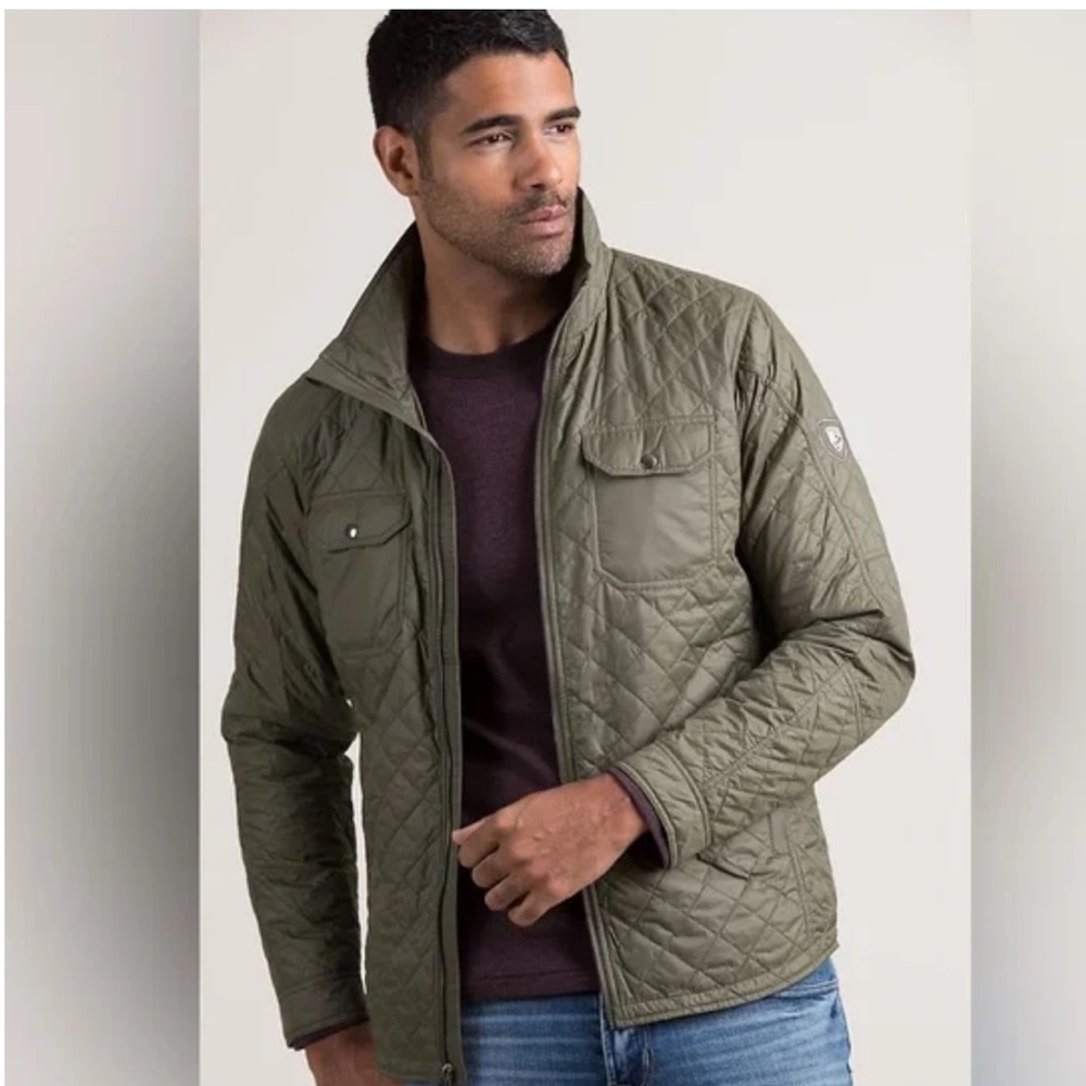 KUHL MEN’s KADENCE QUILTED JACKET BROWN ZIPPERED POCKETS HOODED 
NWOT! Size MED